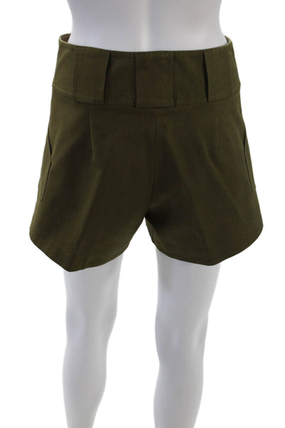 Derek Lam 10 Crosby Womens Cotton Flat Front Casual Shorts Green Size 0