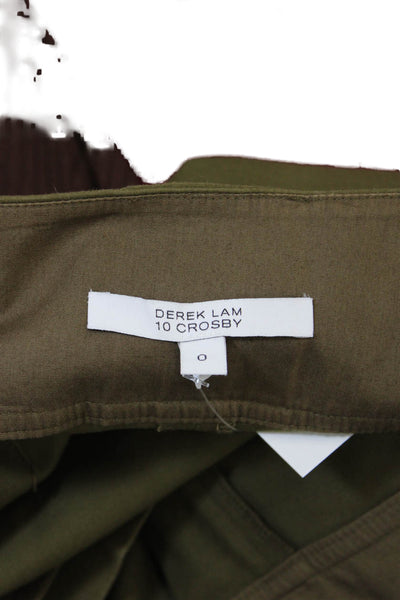 Derek Lam 10 Crosby Womens Cotton Flat Front Casual Shorts Green Size 0