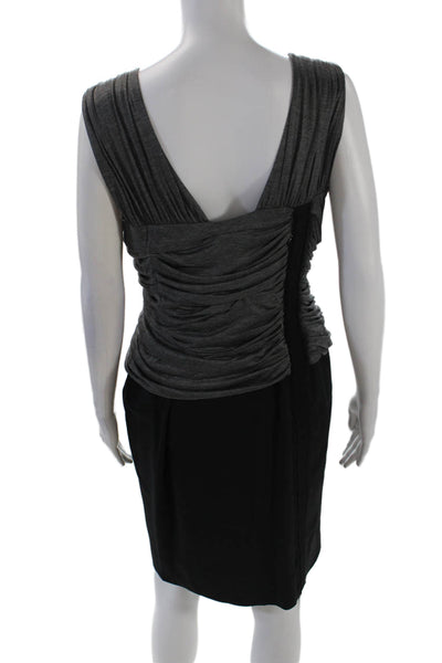 Alberta Ferretti Womens Textured One Sleeve Ruched Zip Pencil Dress Gray Size 10