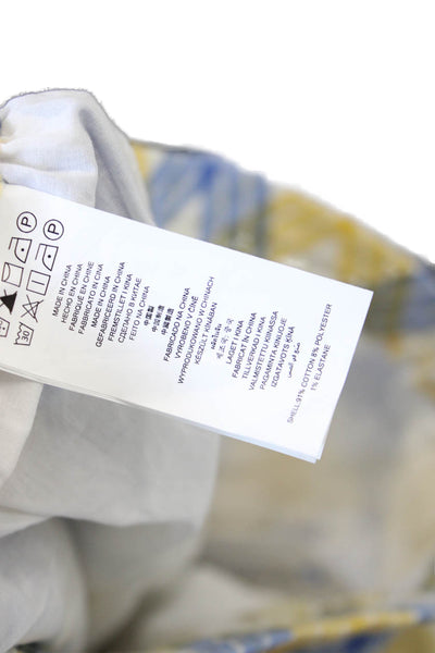 Michael Michael Kors Womens Plaid A Line Skirt White Blue Yellow Cotton Small