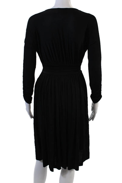 Just Cavalli Womens Stretch Ruched Long Sleeve Knee Length Dress Black Size 38
