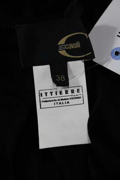 Just Cavalli Womens Stretch Ruched Long Sleeve Knee Length Dress Black Size 38