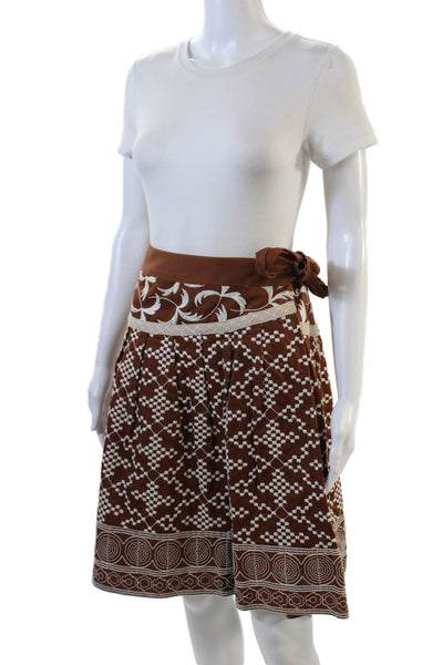 Nanette Lepore Womens Cotton Embroidered Skirt + Jacket Set Brown Size 4 2