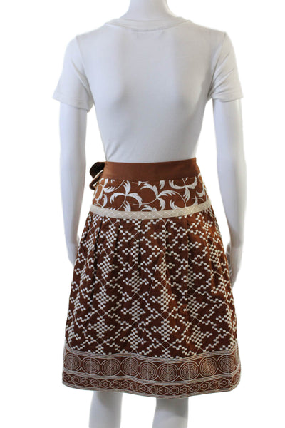 Nanette Lepore Womens Cotton Embroidered Skirt + Jacket Set Brown Size 4 2