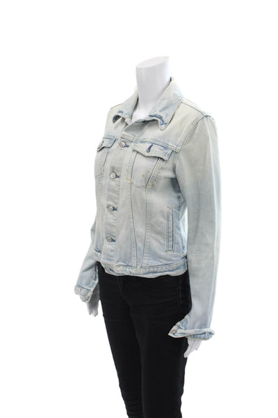 7 For All Mankind Womens Cotton Acid Wash Button Up Jean Jacket Blue Size S