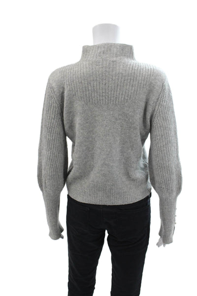 Intermix Womens Wool Embellished Sleeve Turtleneck Pullover Sweater Gray Size M