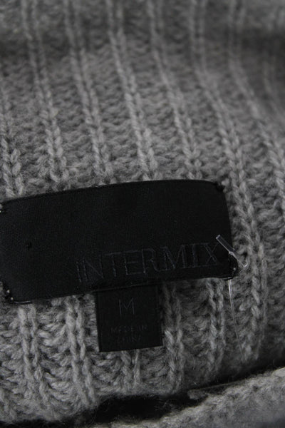 Intermix Womens Wool Embellished Sleeve Turtleneck Pullover Sweater Gray Size M