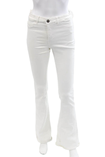 MiH Jeans Cotton Bodycon Marrakesh High Rise Slim Flare Jeans White Size 29