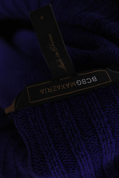 BCBGMAXAZRIA Women's Off The Shoulder Fitted Mini Sweater Dress Purple Size  S