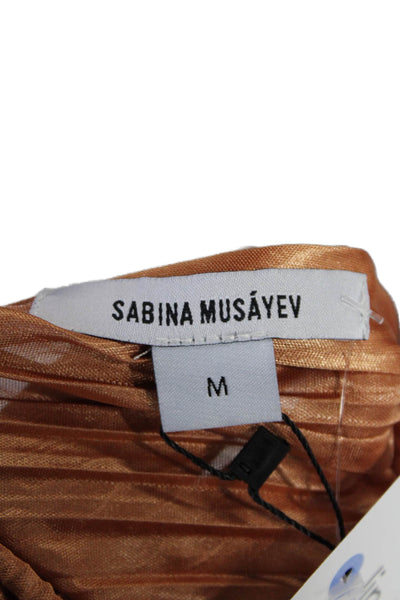 Sabina Musayev Womens Floral Print Ruched Lay Top Blouse Orange Size M