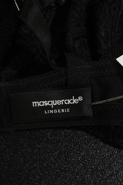 Masquerade Lingerie Sheer Embroidered Cup Underwired Bra Black Size 34D