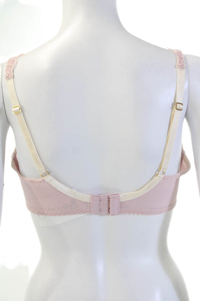 Fayreform Womens Floral Sheer Bow Accent Balconette Bra Pink Size 32E