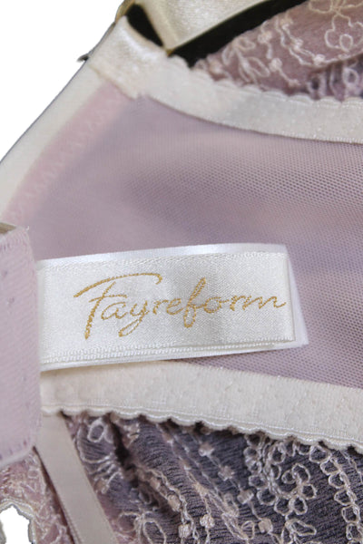Fayreform Womens Floral Sheer Bow Accent Balconette Bra Pink Size 32E
