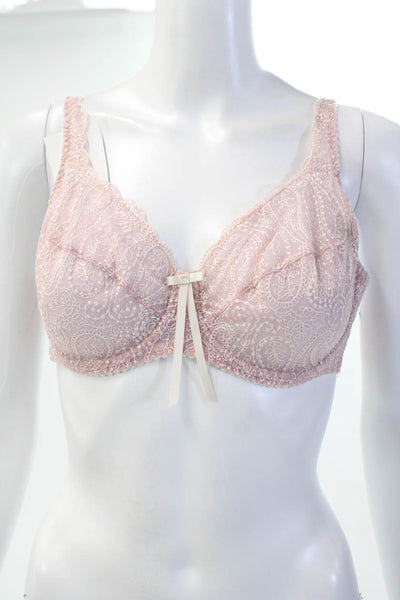 Fayreform Womens Floral Sheer Bow Accent Balconette Bra Pink Size 32DD