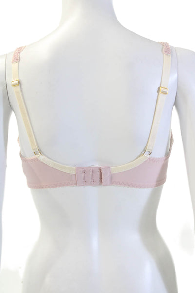 Fayreform Womens Floral Sheer Bow Accent Balconette Bra Pink Size 32DD