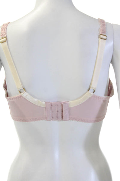 Fayreform Womens Floral Sheer Bow Accent Balconette Bra Pink Size 32F