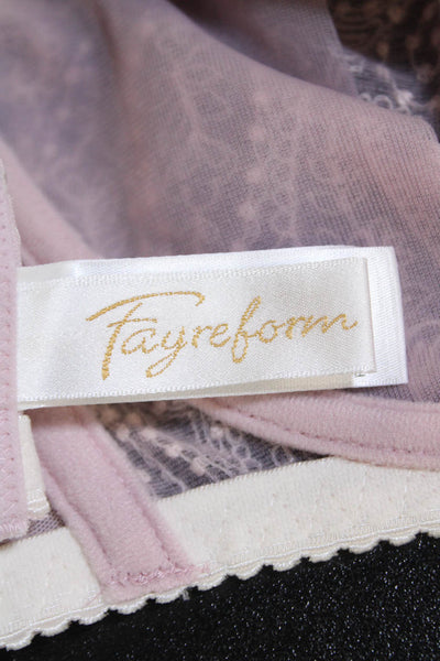Fayreform Womens Floral Sheer Bow Accent Balconette Bra Pink Size 32F