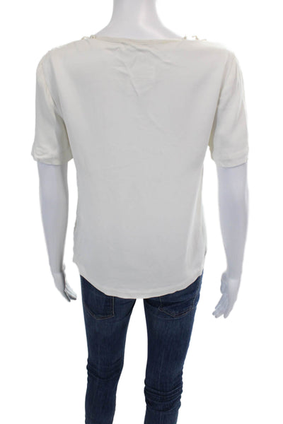 ALC Womens Short Sleeve Strappy Boat Neck Boxy Top Blouse White Size 0