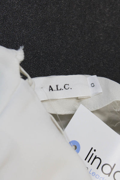 ALC Womens Short Sleeve Strappy Boat Neck Boxy Top Blouse White Size 0