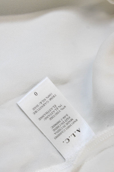 ALC Womens Short Sleeve Strappy Boat Neck Boxy Top Blouse White Size 0