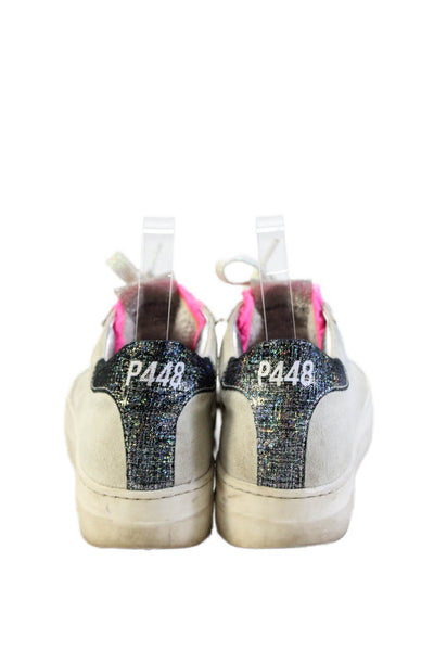 P448 Womens Lace Up Logo Back Suede Low Top Sneakers Beige Size 38