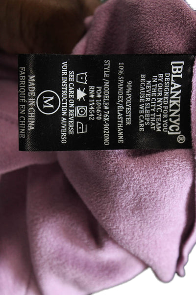 BLANKNYC Womens Long Sleeve Front Zip Faux Suede Jacket Purple Size Medium
