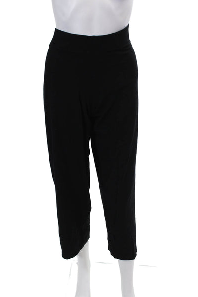 Eileen Fisher Womens Elastic Waistband Straight Leg Knit Pants Black Size PL