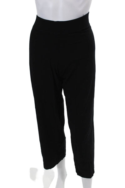 Eileen Fisher Womens Elastic Waistband Straight Leg Knit Pants Black Size PL