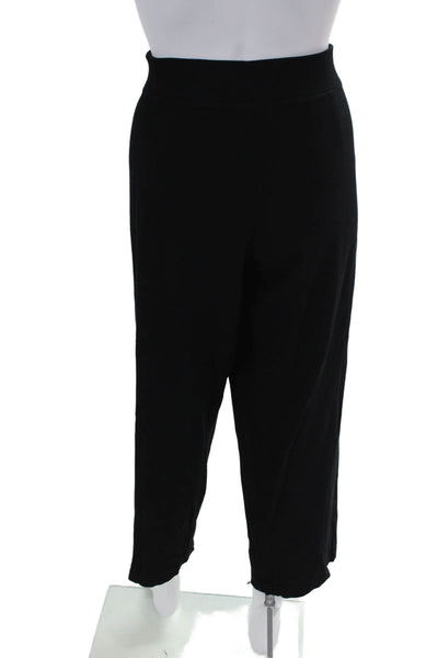 Eileen Fisher Womens Elastic Waistband Straight Leg Knit Pants Black Size PL