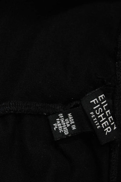 Eileen Fisher Womens Elastic Waistband Straight Leg Knit Pants Black Size PL