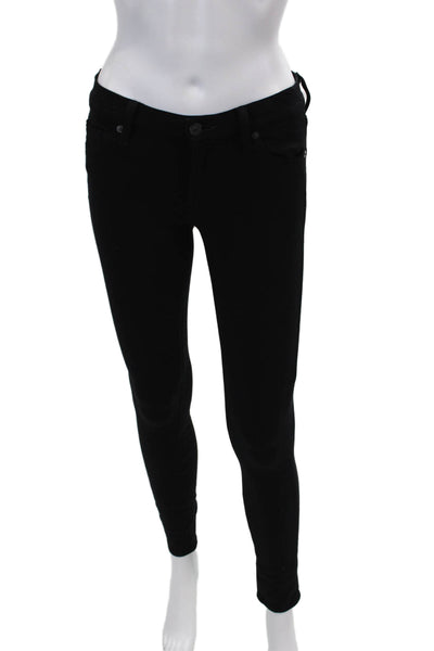 7 For All Mankind Womens Zipper Fly Mid Rise Skinny Ankle Jeans Black Size 24
