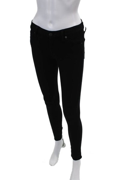 7 For All Mankind Womens Zipper Fly Mid Rise Skinny Ankle Jeans Black Size 24
