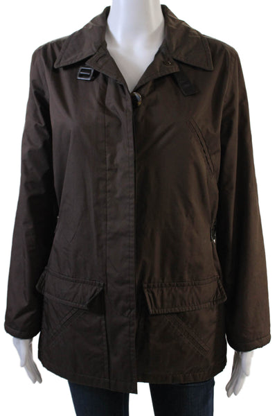 Anne Dee Goldin Womesn Collared Multi-Pocket Button Up Jacket Brown Size 4