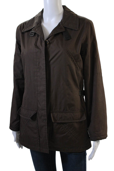 Anne Dee Goldin Womesn Collared Multi-Pocket Button Up Jacket Brown Size 4