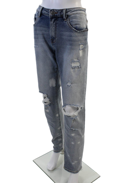 Cult of Individuality Womens Cotton Zip Button Distressed Jeans Blue Size EUR 34