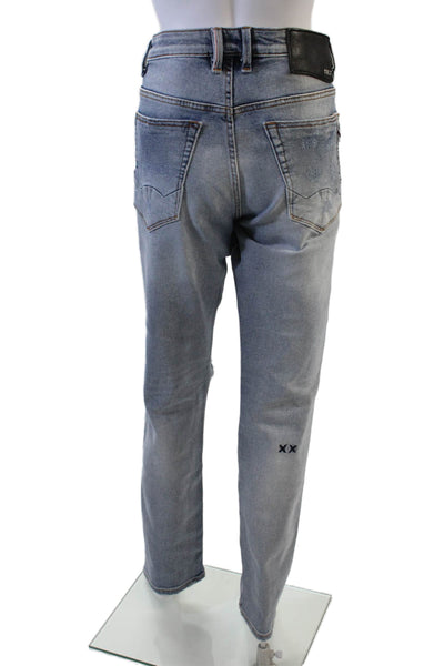 Cult of Individuality Womens Cotton Zip Button Distressed Jeans Blue Size EUR 34