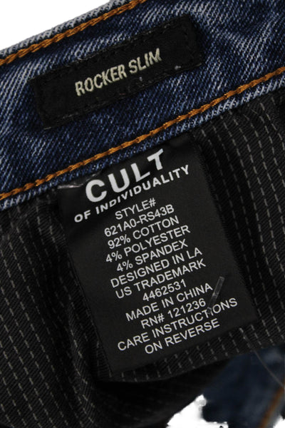 Cult of Individuality Womens Cotton Zip Button Distressed Jeans Blue Size EUR 34