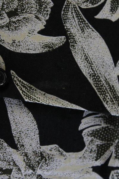 The Kooples Womens Short Sleeve Button Up Collar Floral Top Black Size S