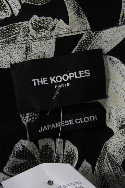 The Kooples Womens Short Sleeve Button Up Collar Floral Top Black Size S
