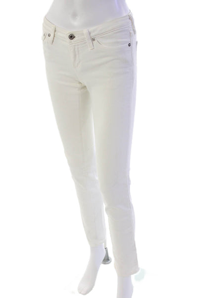 AG Adriano Goldschmied Womens Cotton Low-Rise Cigareete Jeans White Size 25R