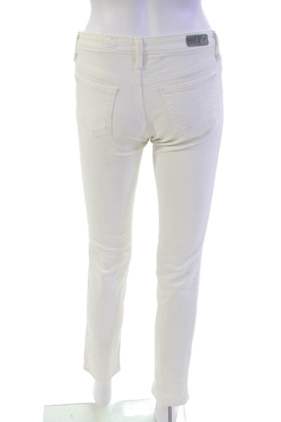 AG Adriano Goldschmied Womens Cotton Low-Rise Cigareete Jeans White Size 25R