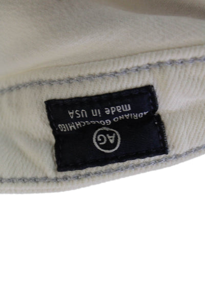 AG Adriano Goldschmied Womens Cotton Low-Rise Cigareete Jeans White Size 25R