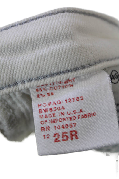AG Adriano Goldschmied Womens Cotton Low-Rise Cigareete Jeans White Size 25R