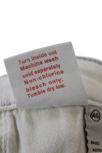 AG Adriano Goldschmied Womens Cotton Low-Rise Cigareete Jeans White Size 25R