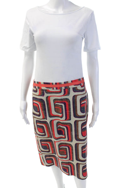Boden Womens Textured Slit Zip Mid-length Pattern Multicolor Skirt Nude Size L