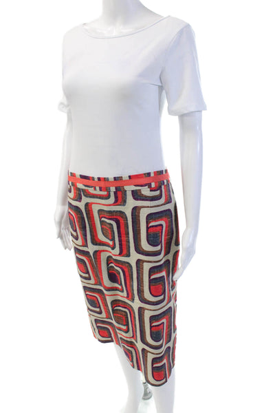 Boden Womens Textured Slit Zip Mid-length Pattern Multicolor Skirt Nude Size L