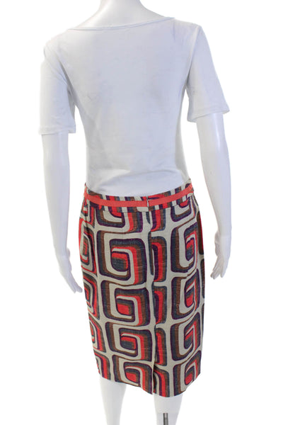 Boden Womens Textured Slit Zip Mid-length Pattern Multicolor Skirt Nude Size L