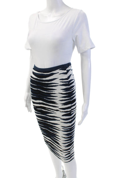 Milly Womens Cotton Textured Elastic Waistband Animal Print Skirt White Size M