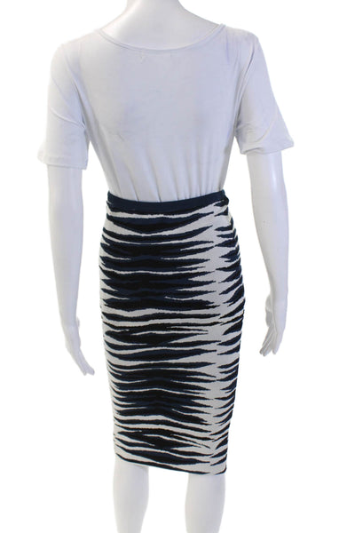 Milly Womens Cotton Textured Elastic Waistband Animal Print Skirt White Size M