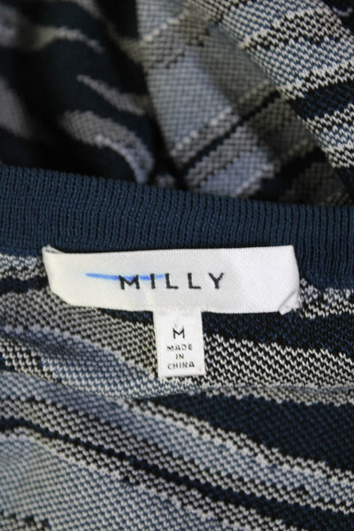 Milly Womens Cotton Textured Elastic Waistband Animal Print Skirt White Size M